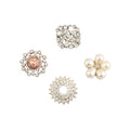 Custom Korean Style Gold Plating Flowers Rhinestone Metal Pins Brooches
