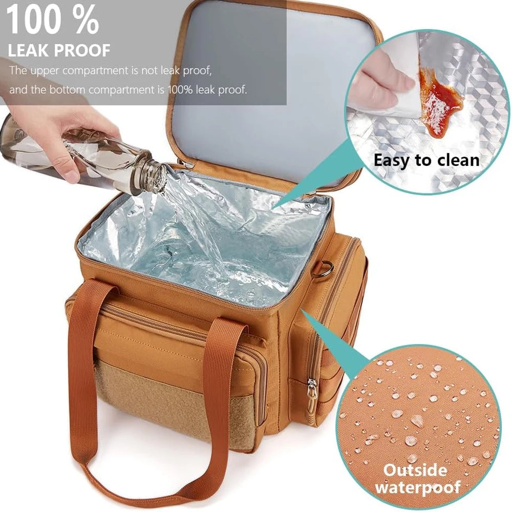 Brown Large Tactical Molle Waterproof Insulated Leakproof Thermal Food Saver Storage Bag