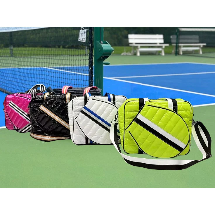Large Custom Design Sports Puffer Pickleball Tennis Paddle Crossbody Luggage Tote Quilted Pickle Ball Racket Bag