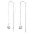 Genuine GRA Simple 925 Silver Rhodium Plated VVS Moissanite Diamond Long Tassel Drop Earrings for Women for Weddings
