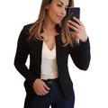 RNSHANGER Women Thin White Blazers Autumn Female Solid Blazer Casual Long Sleeve Open Stitch OL Womens Slim Blazer