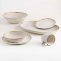 Nordic Elegant Reactive Glazes Stoneware Speckled Dinnerware Serving Plates Gold Rim Salad Dinner Plate