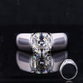 Starsgem Asscher Cut Moissanite Solitaire Gemstone 925 Silver Ring for Man