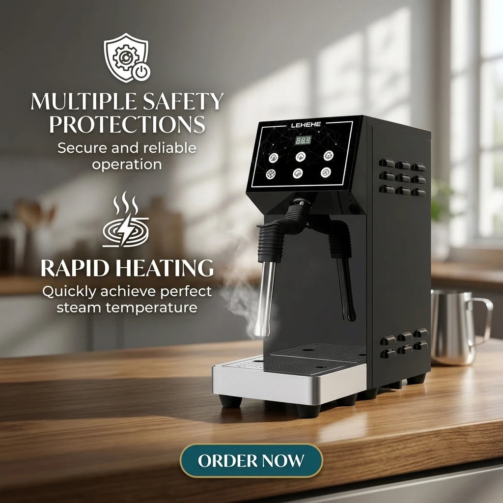 Big 3.5L Boiler Capacity Electric Stainless Steel Commercial Milk Frother & Steamer Machine with 2250W Eco-Friendly MegaBDM