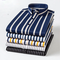 Summer Short Sleeve Striped Shirt Ice Silk Men's Vertical bar Slim Business Half Sleeve Tooling Free Ironing Top