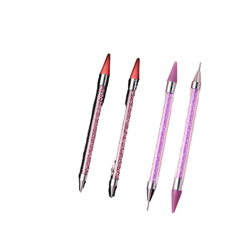 Diamond Double Head Point Drill Pen Dot Painting Point Pen Nail Art Rhinestone Picker Wax Pencil Crystal Handle Tool