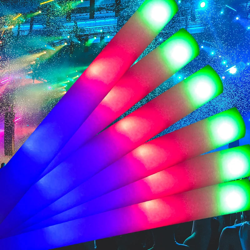 Custom Logo Wholesale Hot Flashing Party Event Decoration Print Stick RGB Light up Cheer Led Foam Glow Stick for Party Supplies