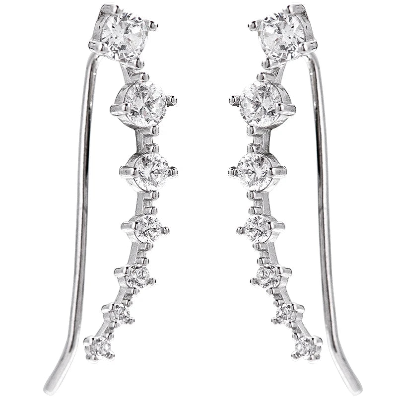 baguette Earring S925 Silver Zircon Earrings Simple Ear Hook Temperament and Interest Earrings