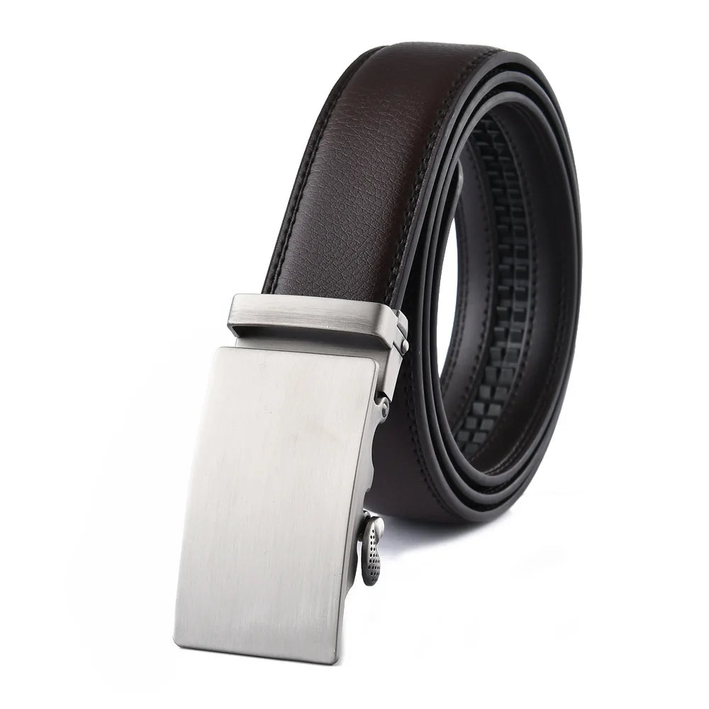 Wholesale Leather Belt Automatic Buckle Ratchet Custom Men Dress Split Real Cowhide Genuine
