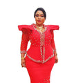 Innovative Women's Suit Trending Products 2024 New Arrivals Mesh Fabric African Ladies Dress Bead  Dresses Design African