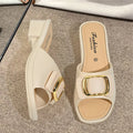 2025 Summer New Versatile Fashion Anti slip Women's One Word Slippers Wear Resistant 4.5cm Soft Bottom