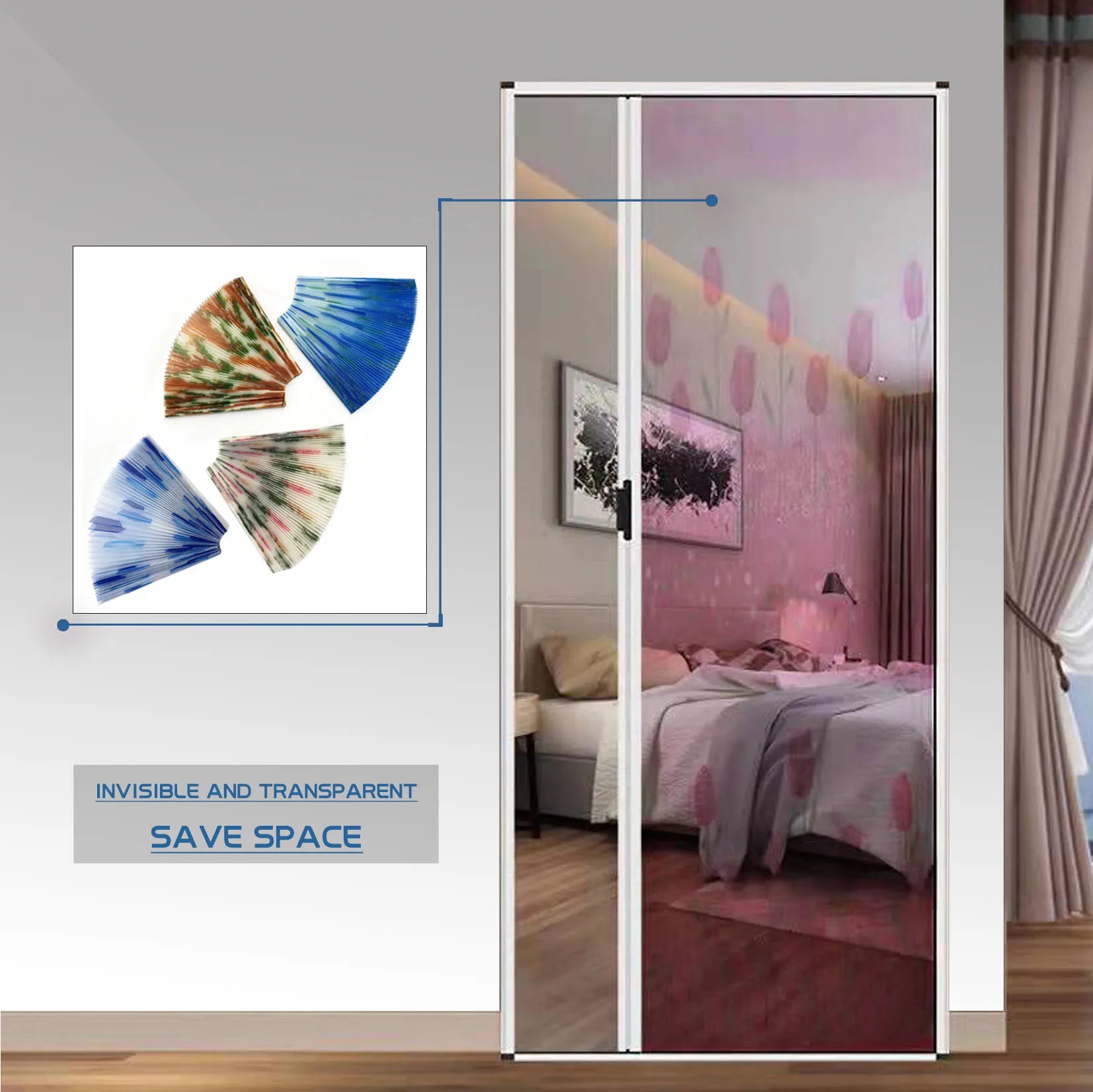 Customized Anti-Mosquito Window Screen Modern Design with Colorful Printed Pleated Mosquito Net Custom Pattern Window Cover