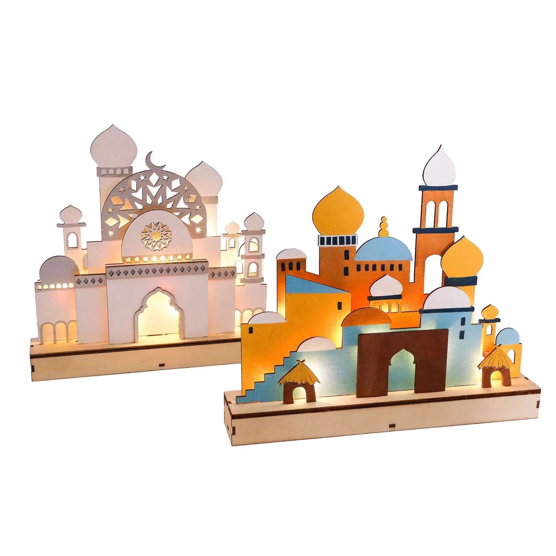 Ramadan Eid Mubarak Wood Light Craft Moon Star Wooden Eid Mubarak Ramadan Islamic Ornaments Home Decoration Ramadan Gifts