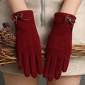 Women's Elegant Bow Classic Solid Color Outdoor Plush Warm Gloves Winter Touch Screen With Stylish Gloves