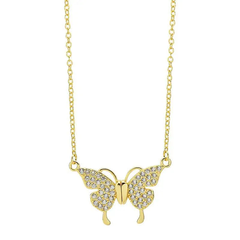 AA016503 Stainless Steel Butterfly Magnetic Buckle Necklace for Women