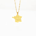 New Product France Map Pendant With City Names 18k Gold Plated 316l Stainless Steel Handmade Jewelry Country Charm Necklace