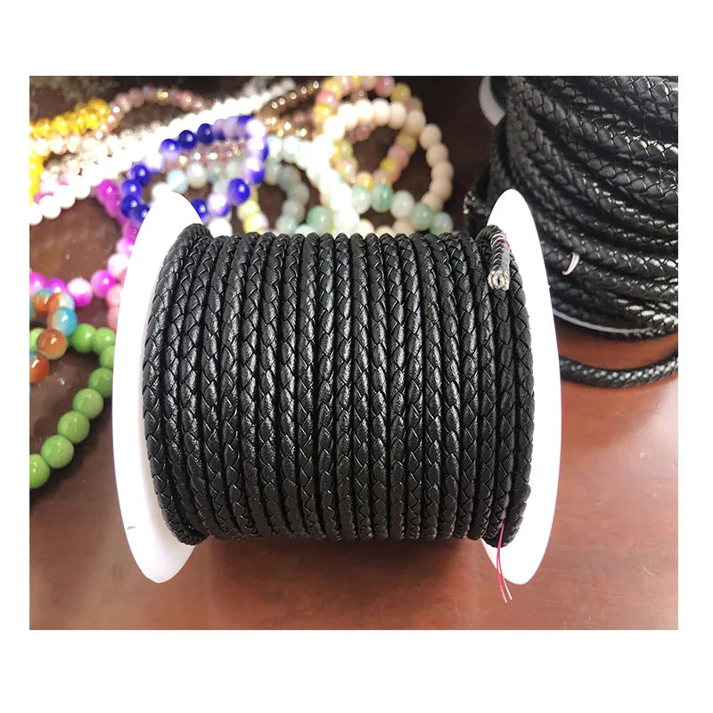 BMZ 2024 Real Leather  4mm 4 Strands Nice Looking Natural Nappa Leather Braided