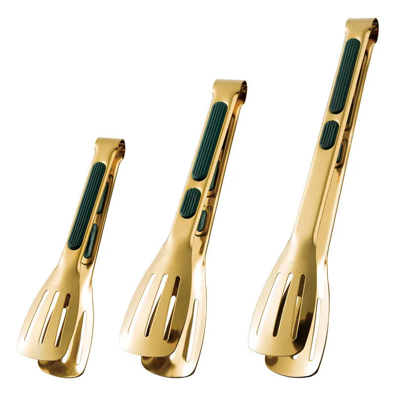 Stainless Steel 304 Food Clip Kitchen Tongs for Cooking Korean Bbq Golden Cake Tong Steak Tong Factory Direct Sales