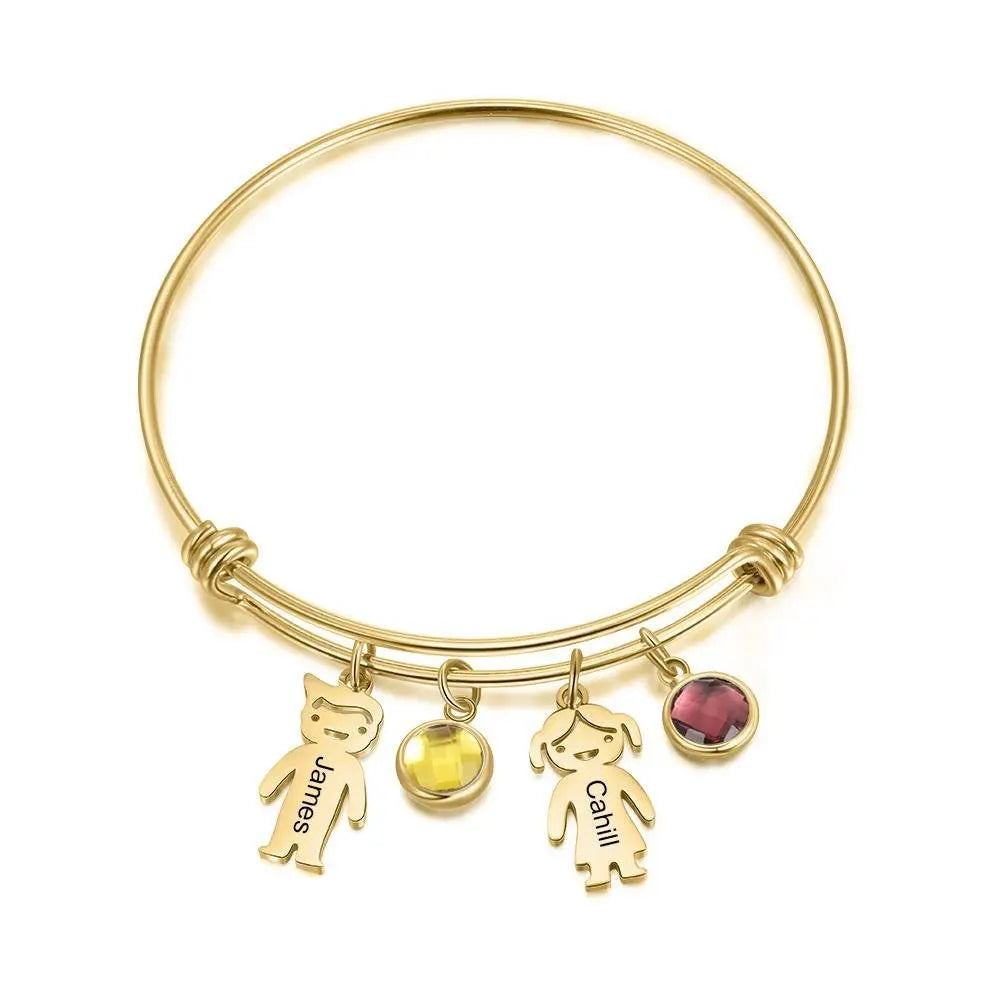 Qiuhan Mother's Day Boys and Girls Birthstone Fashion Bracelet December Birthstone Character Customized Name Bracelet