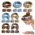 Cheetah Print Leopard Makeup Facial Skincare Bow Spa Face Wash Headband and Wristband Set for Women
