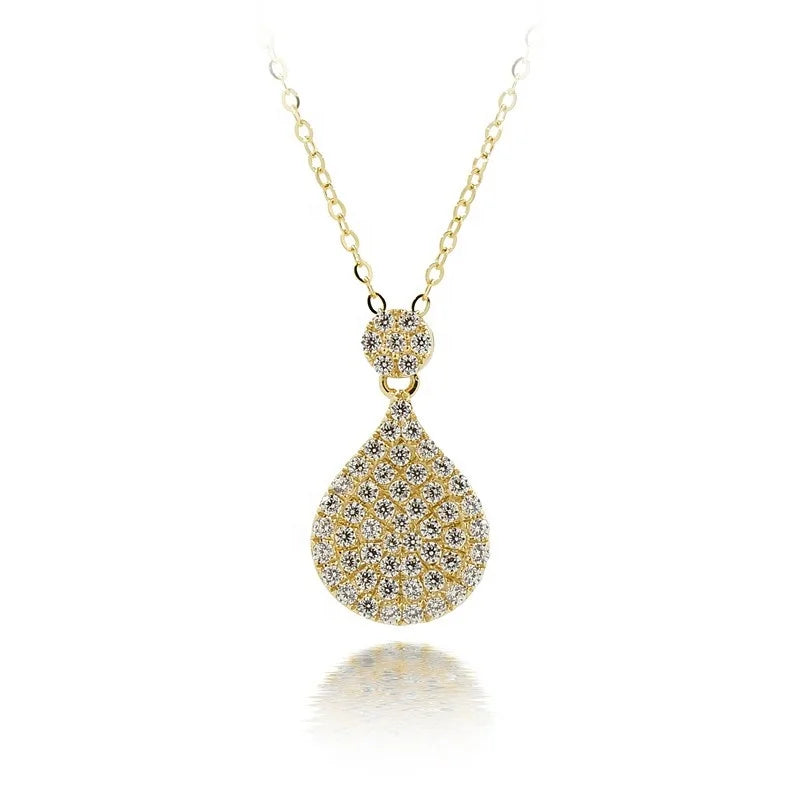 18 Carat Real Gold Jewelry Set Pure Gold Pear Shaped Pendant Necklaces Rings Earrings Wholesale