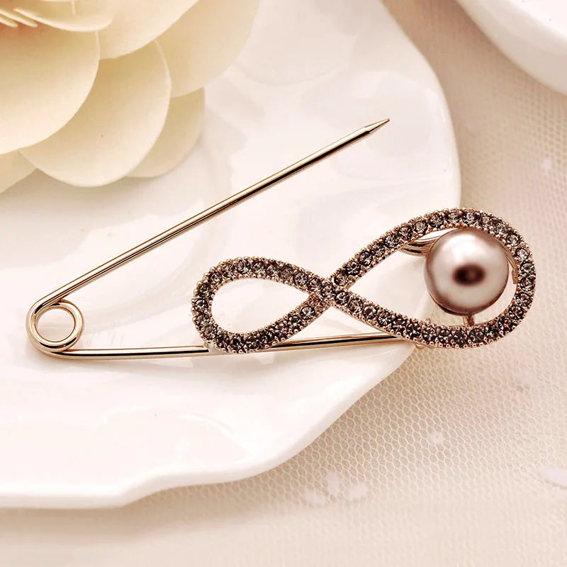 Joyas Fashion Jewelry Large Pearl Rhinestone Luxury Customized Designer Brooches Pins for Women