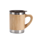 Water Cup with Lid Bamboo Stainless Steel Coffee Mug