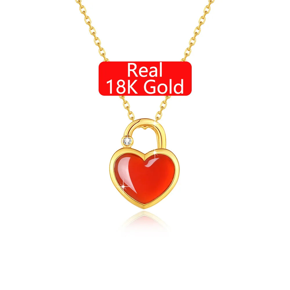 Luxury Valentine's Day Gift Wholesale Jewelry Heart Natural Agate Shell Reversible 18K Gold 5D Pendant Necklace