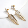 Fashion Women Dangle Earring Top Quality Gold Rhinestone Big Glass Pearl Long Bar Stud Earring