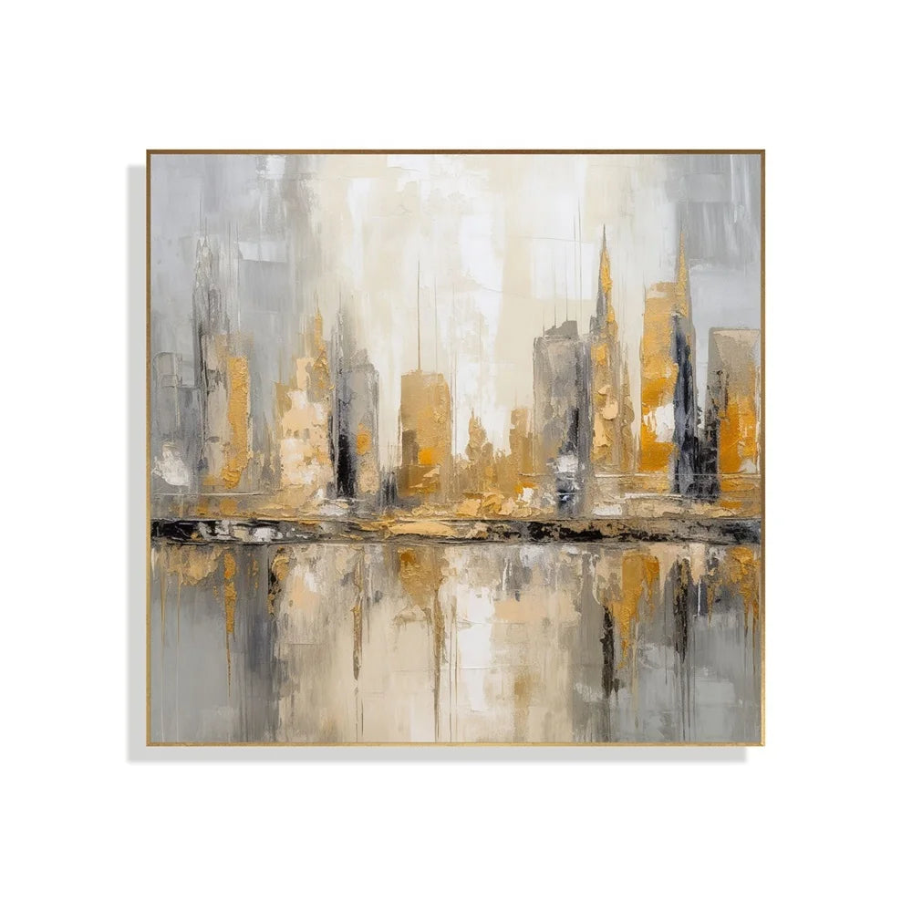 New York Chrysler Building Palette Knife Modern Style Street Scenery Wall Art Palette Knife Oil Painting