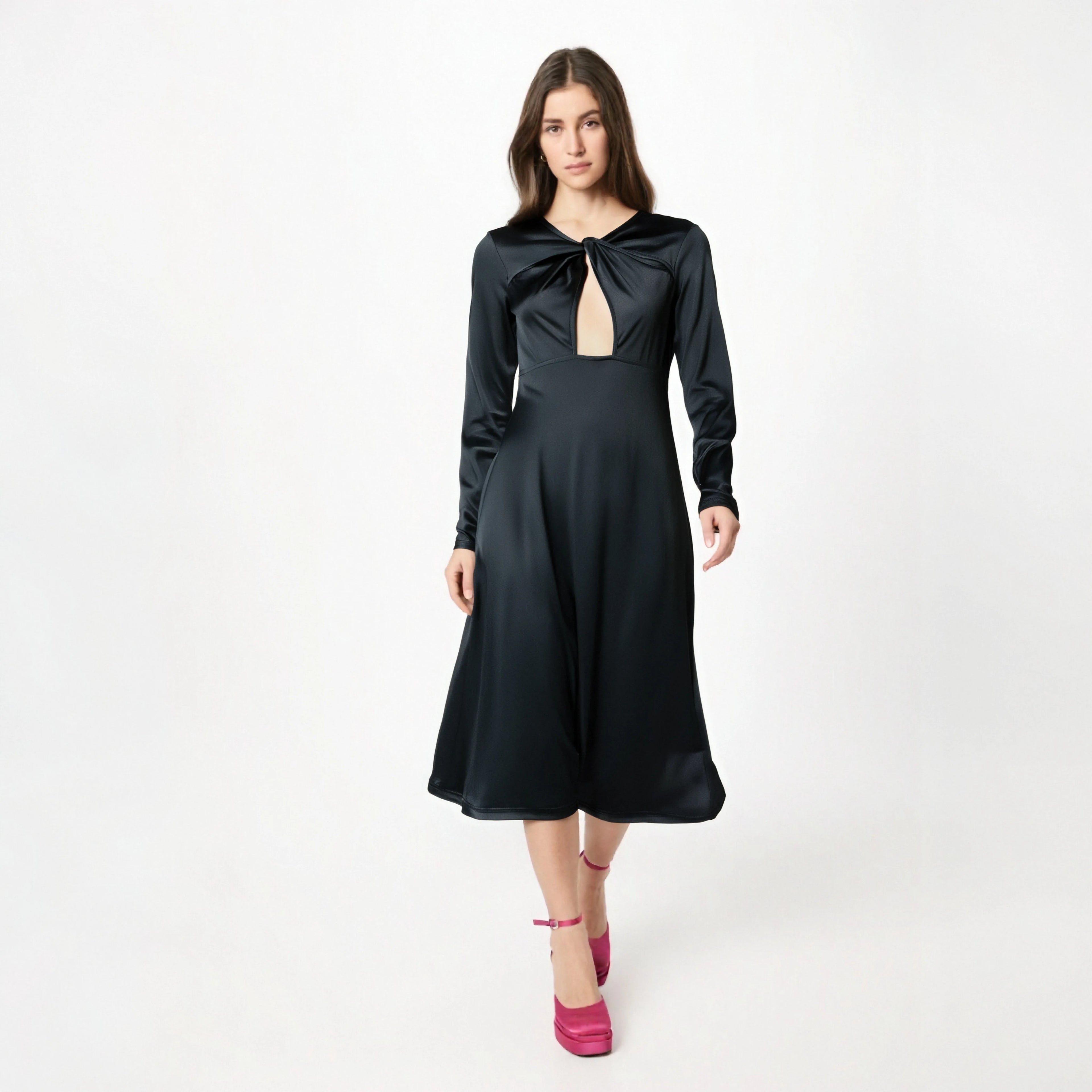 Special Design Black Dresses Women Lady Elegant European Dress Long Dress With Sleeve