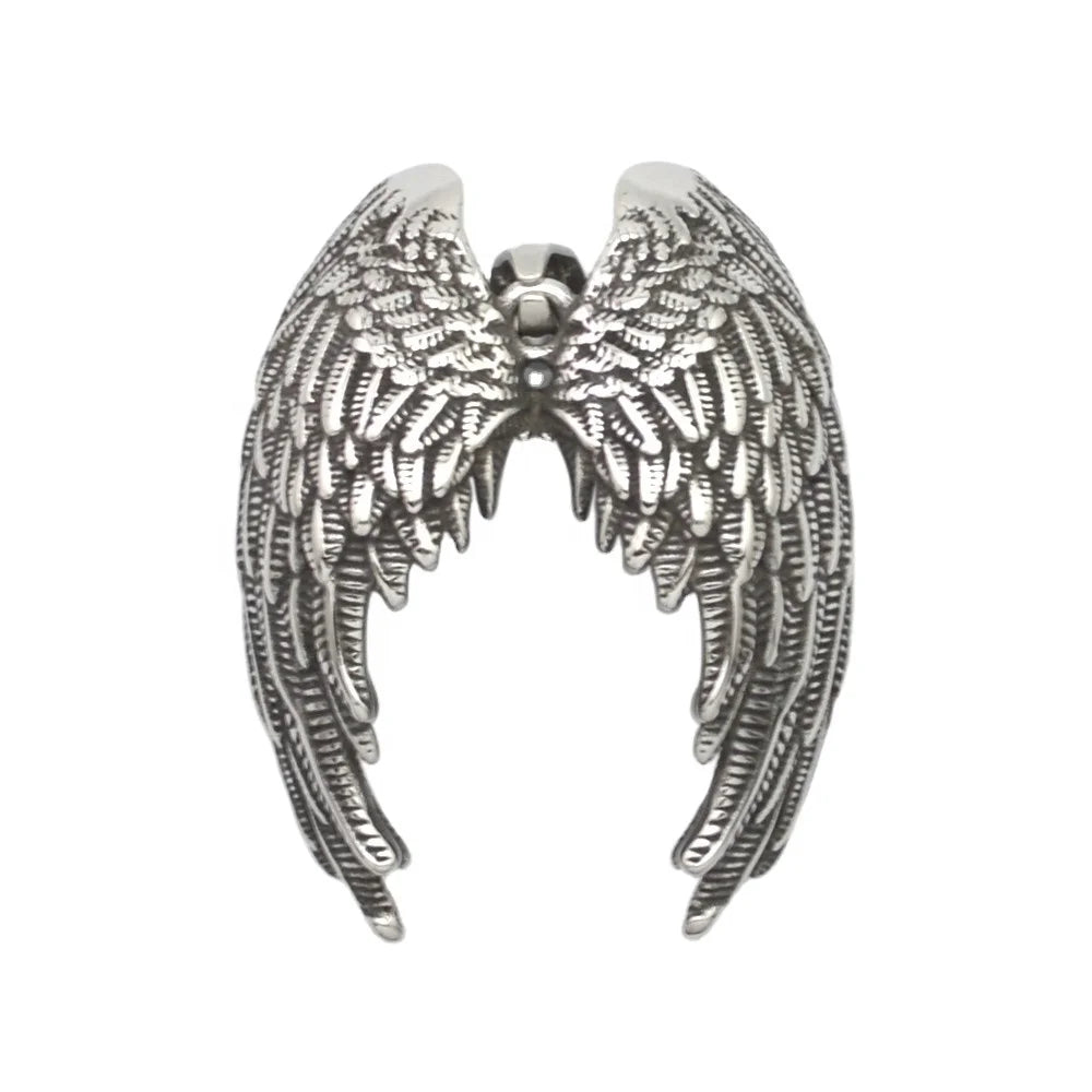 Viking Stainless Steel Cuban Silver Plated Pendant Biker Big Pendant Norse Angle Wing Pendant
