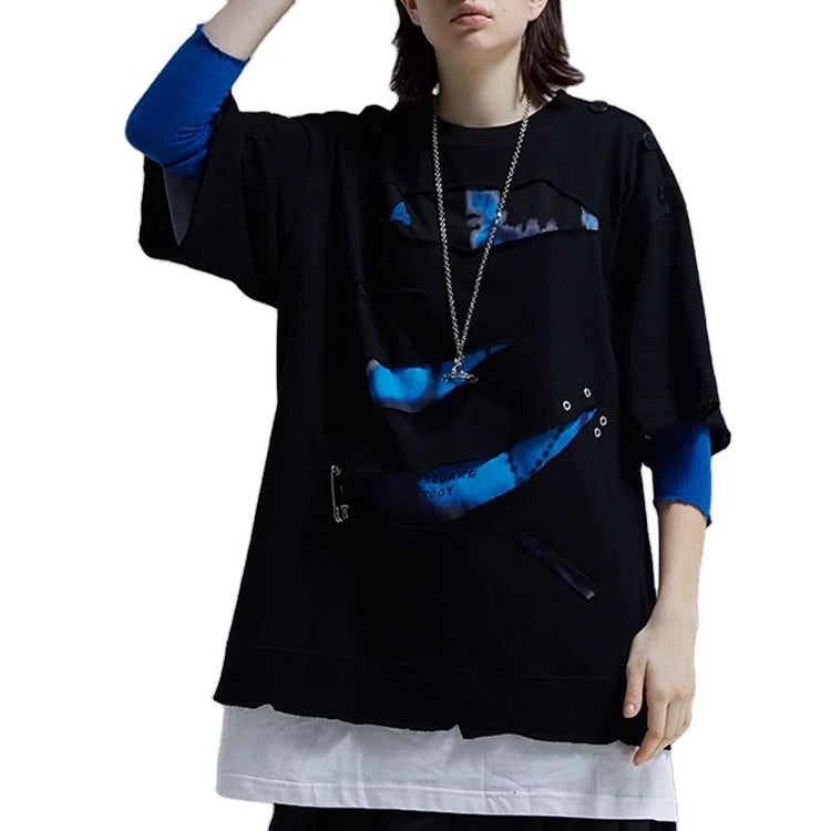 2026 Custom Oversized Button T Shirt Short Sleeve Crew Neck  Contrast Color  Men T Shirts