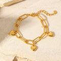 Wholesale Gold Plated Paperclip Chain Bracelet Small Heart Charm Bracelets for Women