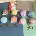 Cute Plush Doll Fur Fluffy Pom Pom Keychain Plush Toys Ball Cartoon Pompom Key Chains with Eyes Sunglass Pendant Decoration Gift