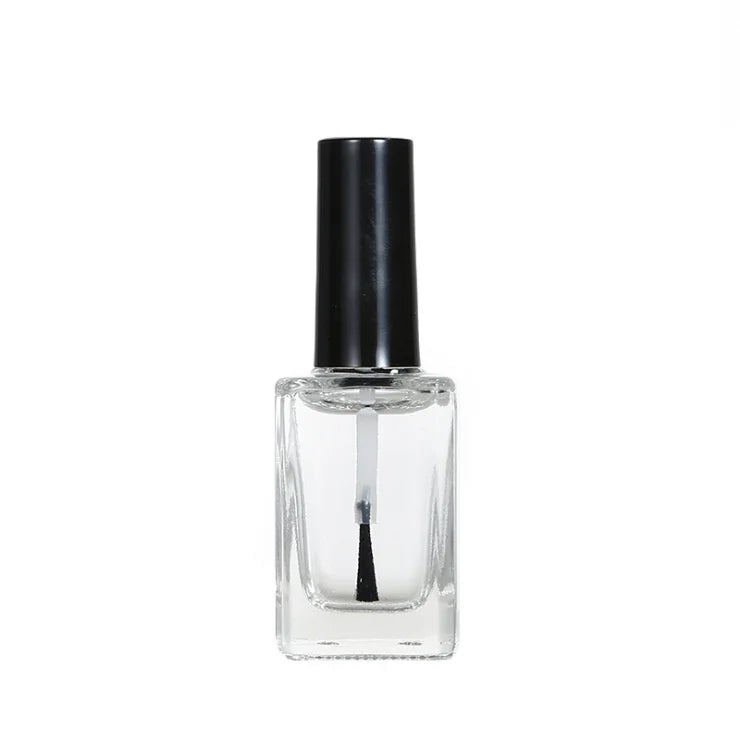 Free Samples Makeup 5ml 10ml Black White Cap clear Glass Empty square Gel Nail Polish Bottle 15ml