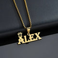 Kalung Nama Personalized Thick Chain With Crown Names Pendant Hook Necklaces Gold Stainless Steel  Big Letter Name Necklace