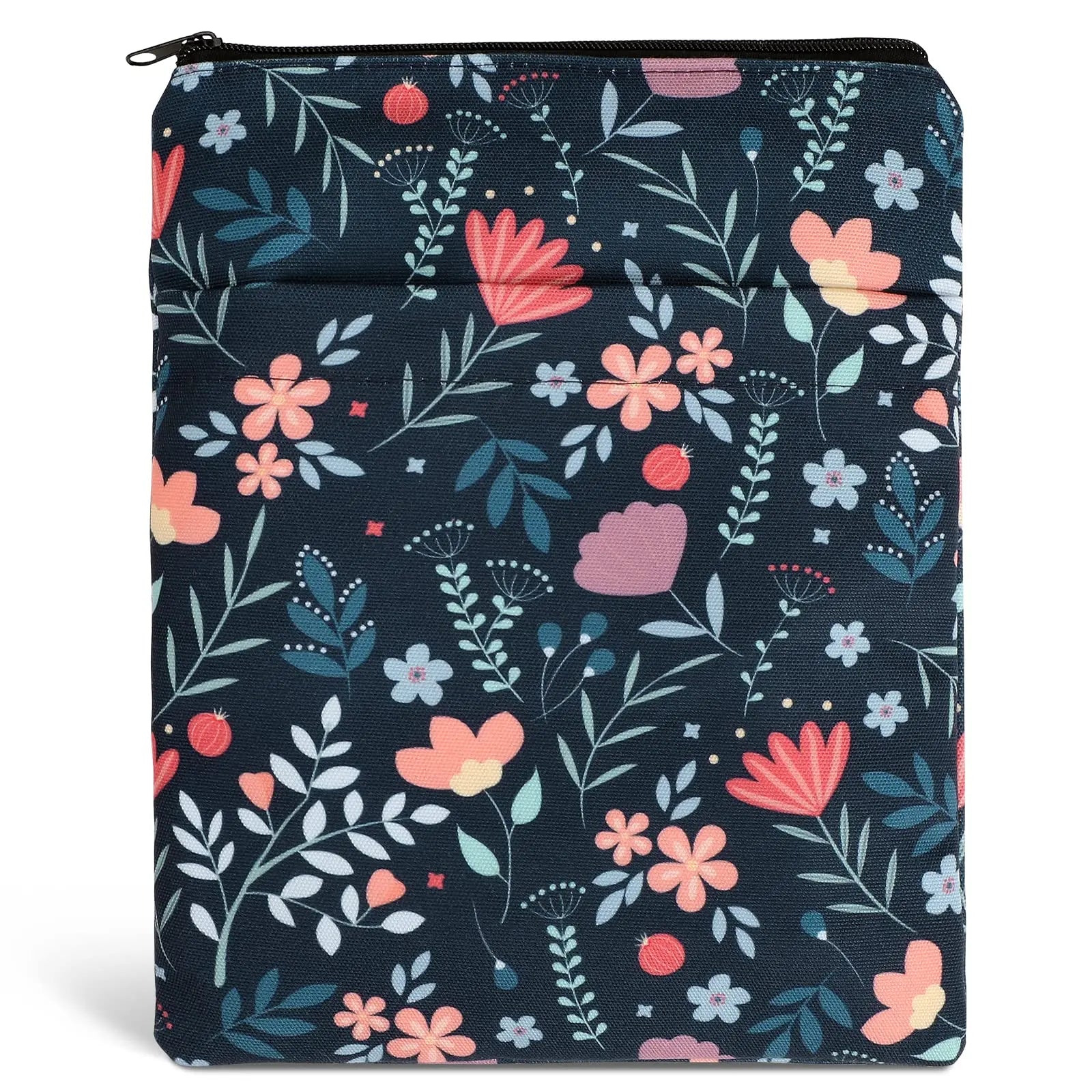 Custom Logo Book Cloth Sleeves Cover Sublimation Printing Pad Phone Book Covers Floral Printed With Zipper