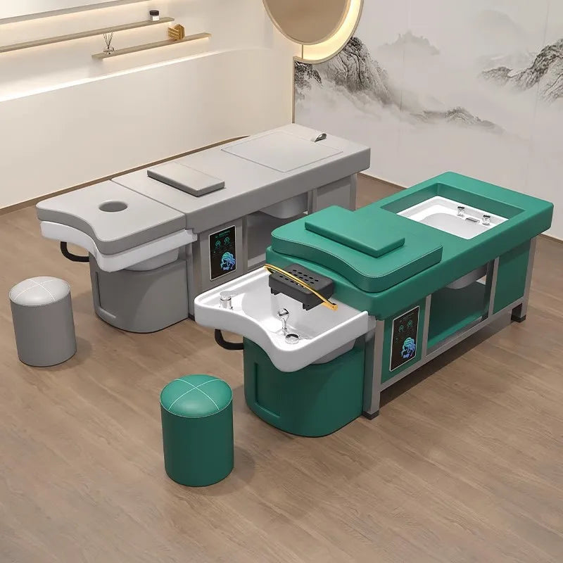 Modern Multifunctional Electric Pedicure Spa Bowl Lay-Down Shampoo Bed for Salon Hair Washing Thai Steam Massage Circulating