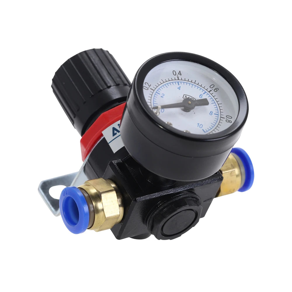 MEIXIU AR2000 1/4" Thread BSP Pneumatic Gas Pressure Reducing Control Valve with 4MM-12MM Quick Connect Fittings