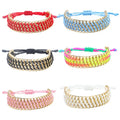 Vacation Handmade Cotton Rope Woven Friendship Gold Chain Bracelet Cotton Colorful Woven Bracelet