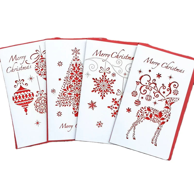 Ready to Ship 4 Designs One Set  Customizable Laser Cut Gift Christmas Greeting Cards Cards with Envelope
