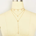 Gold Boho Layered Necklace Star Chain Crystal Necklace Diamond Star Pendant Necklace for Women