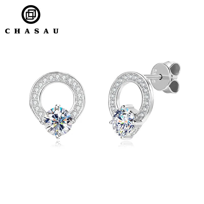 Wedding Jewelry VVS1 5mm Moissanite Stone Earring 925 Sterling Silver Round Circle Stud Earring for Women with GRA Certificate