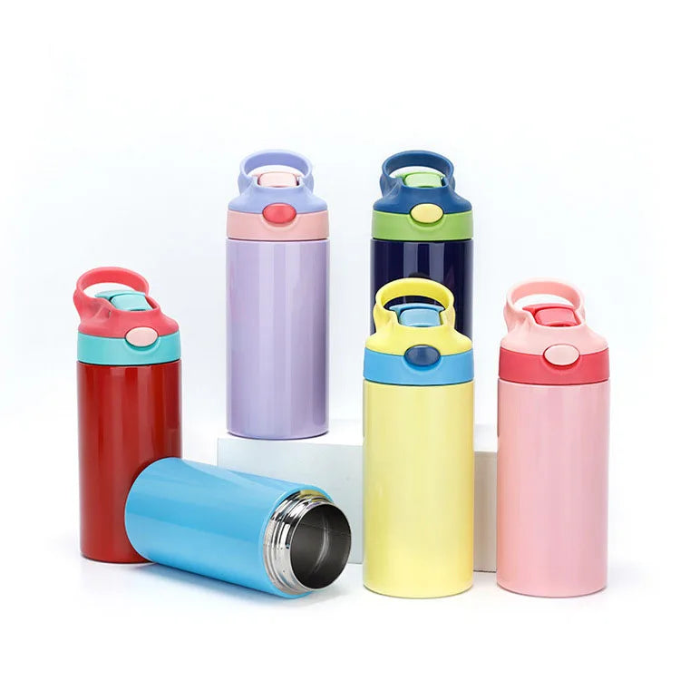 Hot Selling Color 304 Stainless Steel Children's Water Cup Double Wall Insulated 350ml Sports Water Bottle Straight Straw Cup