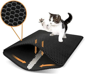 Dual Layer Anti-Slip Cat Litter Bed Trapping Pad Waterproof EVA Pet Litter Mat Modern Multipurpose Foldable Printed Pattern Cool