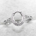 Sterling Silver 6*8/7*9mm Semi Mount Ring Empty Frame Blank Setting Support S925 Base Holder Without Center Stone for DIY Inlay