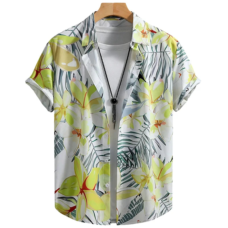 Customizable Men's Summer Floral Casual Breathable Quick Dry Resort Hawaiian Shirt Wrinkle-Resistant Travel Short Sleeve
