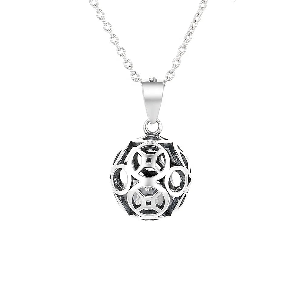 Hot Sale Jewelry 925 Sterling Silver Matt Black Ball Necklace