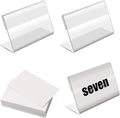 Mini Clear Acrylic Sign Display Holder with Blank LabelsHorizontal Slanted L-Shape Acrylic Name Card Price Card Tag Label Count